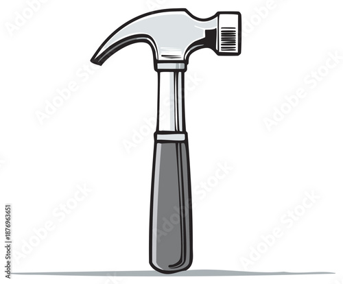 Claw hammer tool vector illustration in a simple graphic comic style