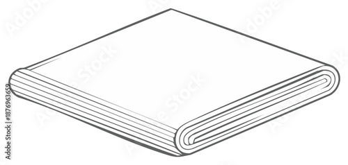 Folded fabric stack or towel simple line art vector icon in isometric view
