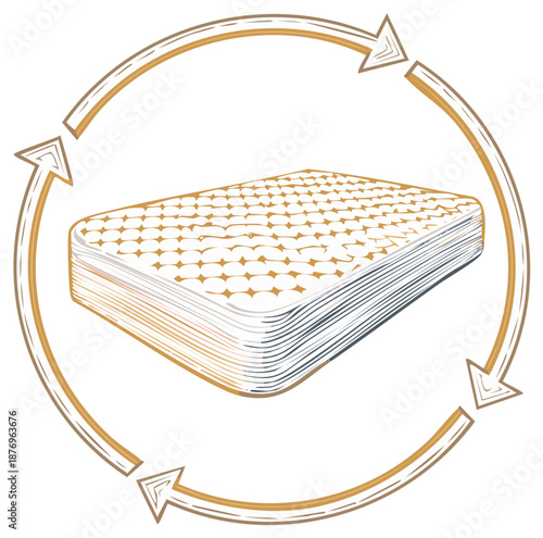 Eco-Friendly Mattress Recycling Symbol for Sustainable Bedding Circular Economy Concept