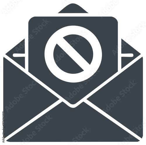 Blocked Email Spam or Rejected Junk Mail Message Vector Icon