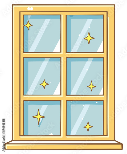 Clean Sparkling Window Pane Cartoon Vector Illustration