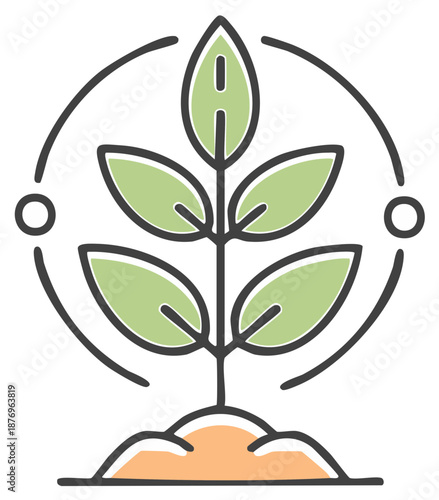 Sustainable agriculture and plant growth icon for ecology and environment concepts