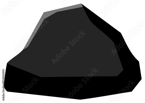 Dark angular stone or rock formation isolated in shadow, graphic style