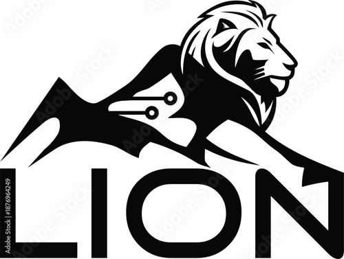 Vector mountain with lion logo