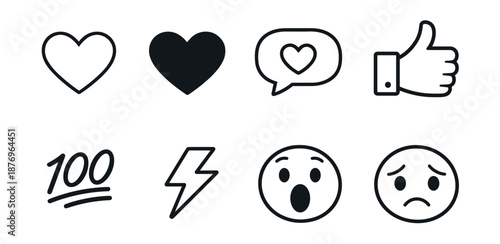 Communication and Social Media Monochrome Icons Set