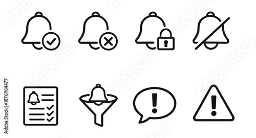 Notification and alert line icons set