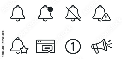 Notification minimalist line icons set