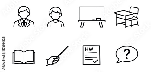 Educational and classroom line icons set