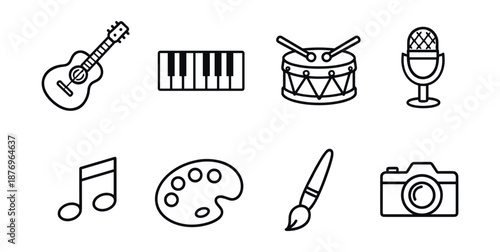 Artistic Activities Outline Icons Set