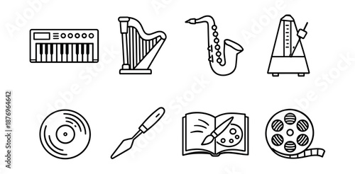 Music and Artistic Line Icons Set