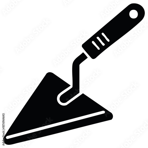 Construction Trowel Icon - Black and White Illustration, Vector Graphic
