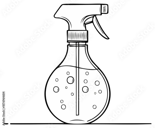 Spray bottle line art illustration for cleaning, sanitizing, or gardening applications