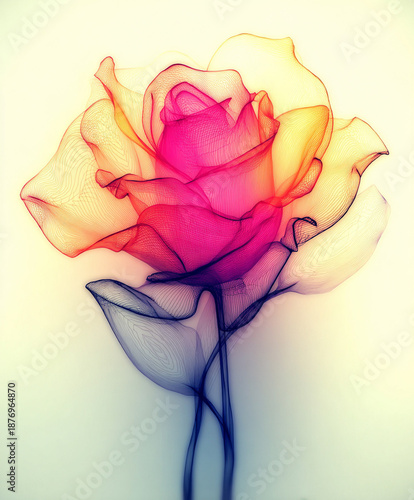 Abstract Rose Flower with Colorful Gradient Lines
