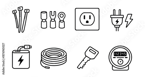 Electrical and Utility Line Icons Set