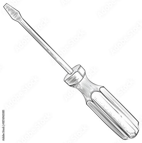 Hand Tool Illustration of a Flathead Screwdriver for Repairs and Fastening Tasks