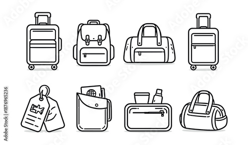 Travel line icons collection