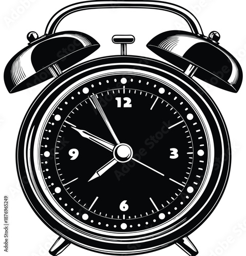 digital illustration of a classic black alarm clock