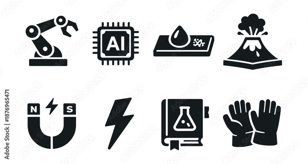Obraz premium Science and Technology Minimalist Icons Set