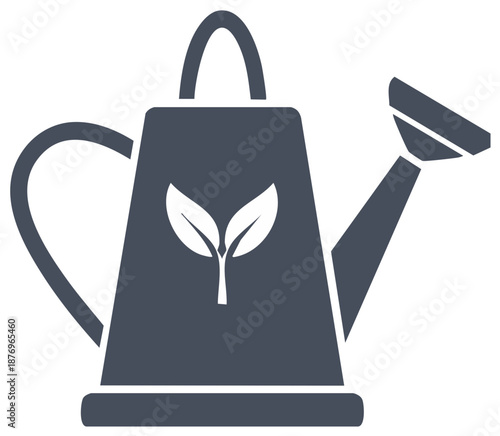 Watering can with sprout illustration, garden tools, gardening equipment vector graphic