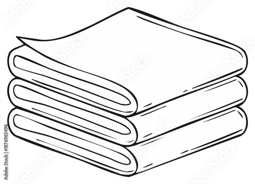 Stack of Folded Clothes or Linens Outline Graphic Illustration