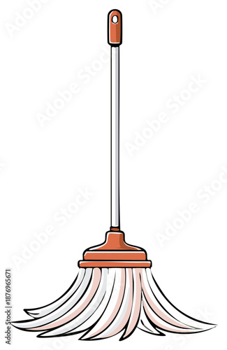 Simple cartoon mop illustration of a household cleaning tool