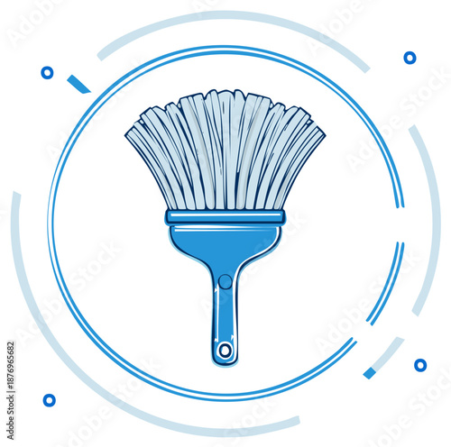 Blue paintbrush vector icon for painting, decorating, and home improvement.