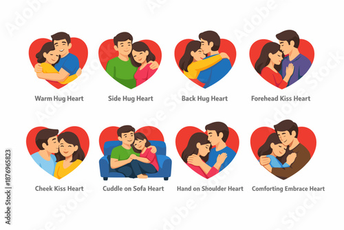 Romantic Couples Affectionate Gestures Heart Set