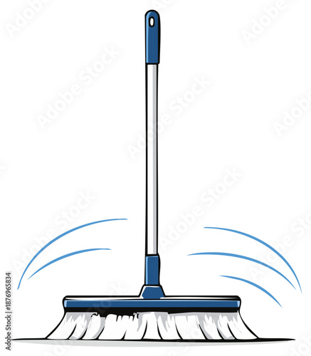 Household cleaning broom sweeping dust cartoon vector art for tidiness and hygiene