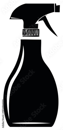 Black Silhouette of a Spray Bottle with Trigger and Cap