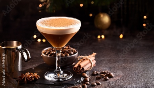 A Holiday Espresso Martini With Gingerbreadflavored Coffee Liqueur Topped With Cinnamon And Espresso Beans