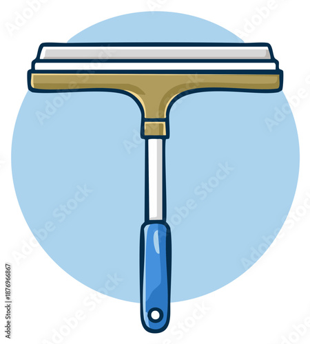 Cartoon Style Squeegee for Cleaning Glass and Windows with Blue Handle