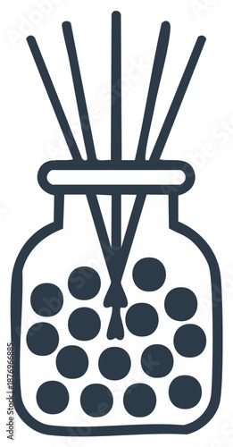 Aromatic reed diffuser in a decorative bottle with beads offering aromatherapy relaxation and home fragrance enhancement