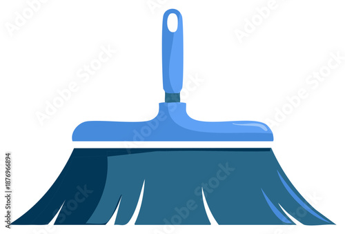 Vector Illustration of a Blue Push Broom for Cleaning Floors and Sweeping