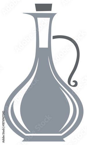 Decanter Vector Shape Design: Elegant Glass Carafe or Jar with Handle and Stopper