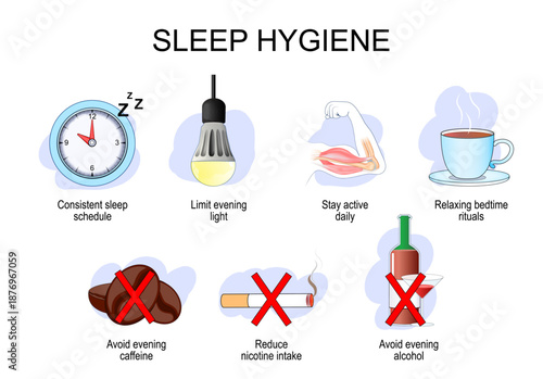 Sleep hygiene. Good night. Circadian rhythm. Sleep-wake cycle.