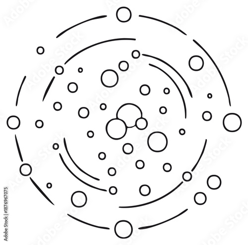 Abstract Circular Pattern with Concentric Orbits and Floating Bubbles