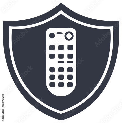 Secure Remote Control Shield Icon for Parental Controls and Smart TV Protection