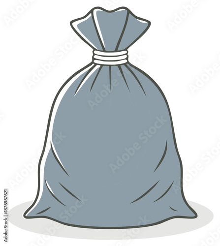 Cartoon Illustration of a Sack with Contents Tied Closed for Disposal or Storage