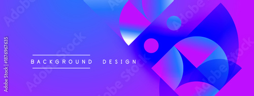 Abstract vibrant background. Overlapping circles create dynamic visual effect. Purple, blue, pink hues dominate composition. Modern design element.