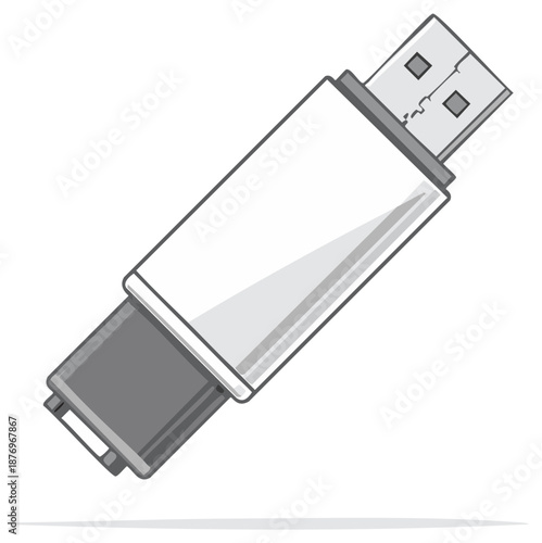 Illustration of a USB flash drive in grayscale vector format for technology concepts