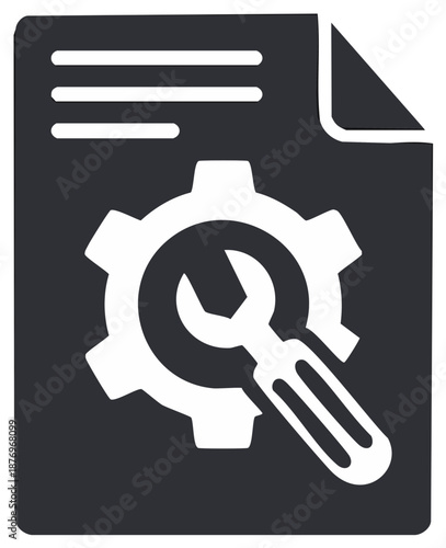 Technical Document with Gear and Wrench Icon Service Manual Maintenance Repair