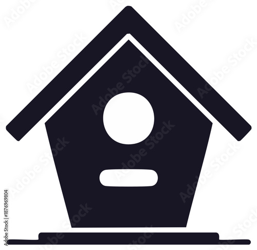 Black and white silhouette of a birdhouse
