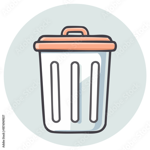 Adorable cartoon style trash can icon graphic for waste disposal and recycling