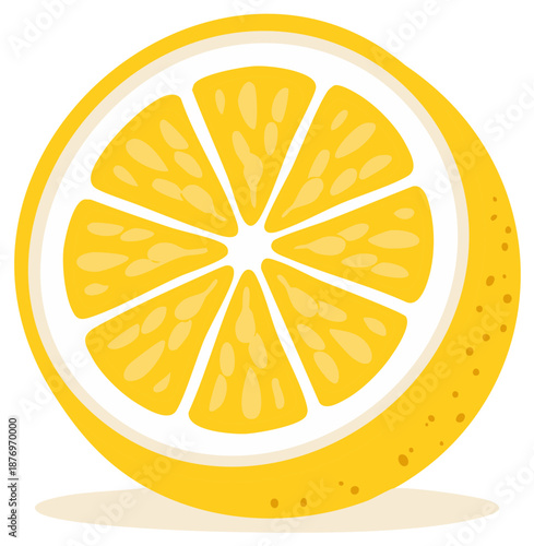 Bright Yellow Lemon Slice Modern Vector Illustration Fresh Citrus Fruit Design Healthy Food Concept