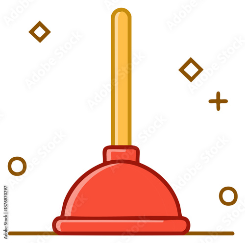 Cartoon plunger icon for plumbing service and drain cleaning vector illustration