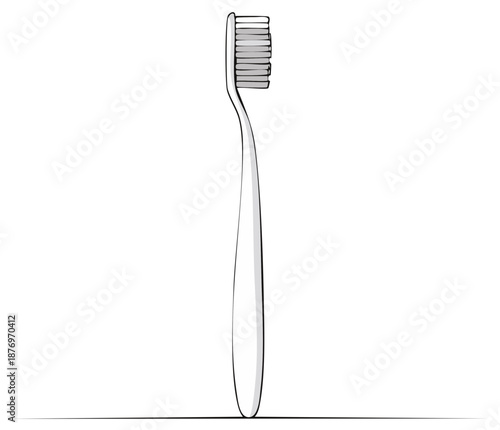 Simple illustrated toothbrush line art for oral hygiene and dental care concept