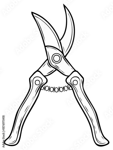 Illustration of hand pruners with spring action for gardening or trimming in vector format