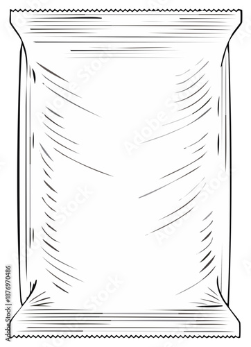 Sealed Transparent Plastic Bag Illustration Ready to Fill with Snacks or Products
