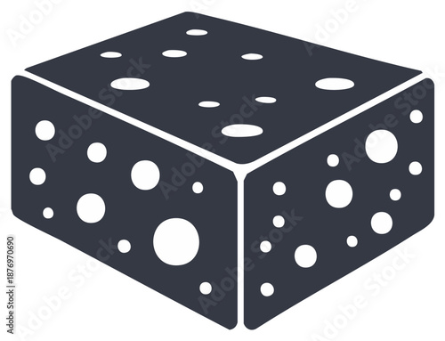 Cube of cheese with holes illustration