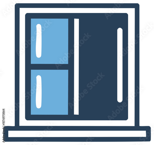 Window Icon with Glass and Shutter for Interior Design Illustration and Home Renovation Themes with Modern Style
